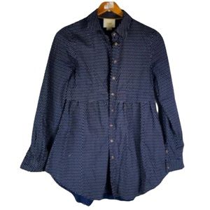 Maeve top Shirt cotton blue button down long sleeve size small